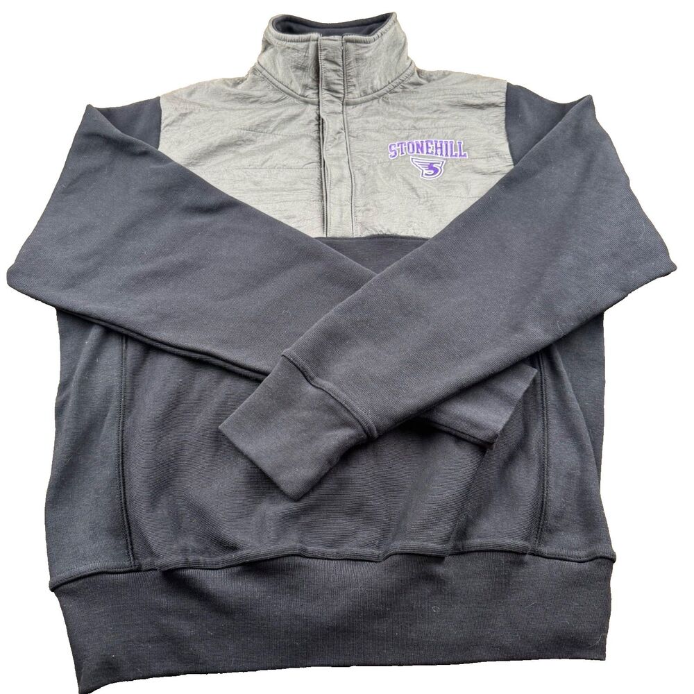 Stonehill College Champion Reverse Weave 1/4 Snap Pullover Mock Neck Men's M
